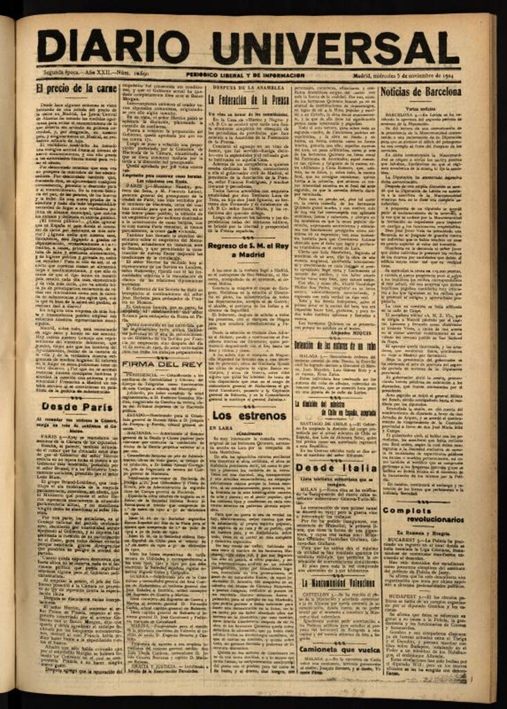 Miniatura de Diario Universal del 5 de noviembre de 1924