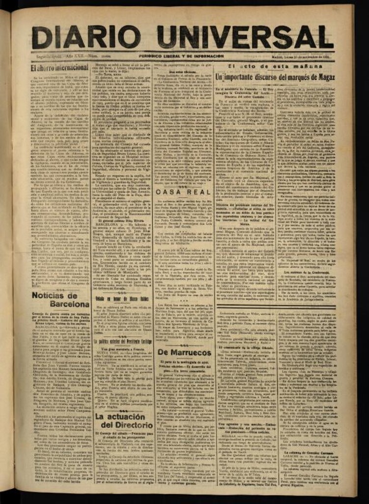 Miniatura de Diario Universal del 10 de noviembre de 1924