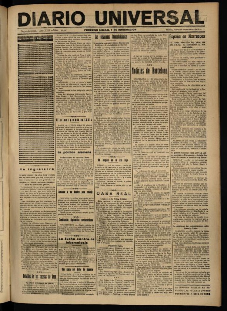 Miniatura de Diario Universal del 13 de noviembre de 1924