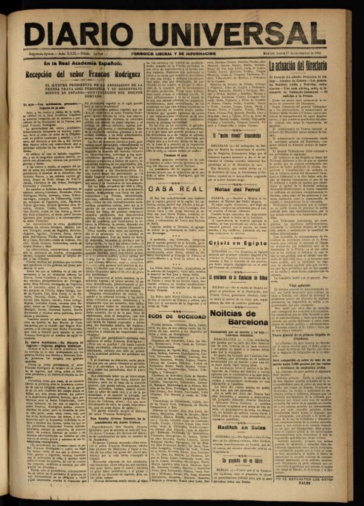 Miniatura de Diario Universal del 17 de noviembre de 1924