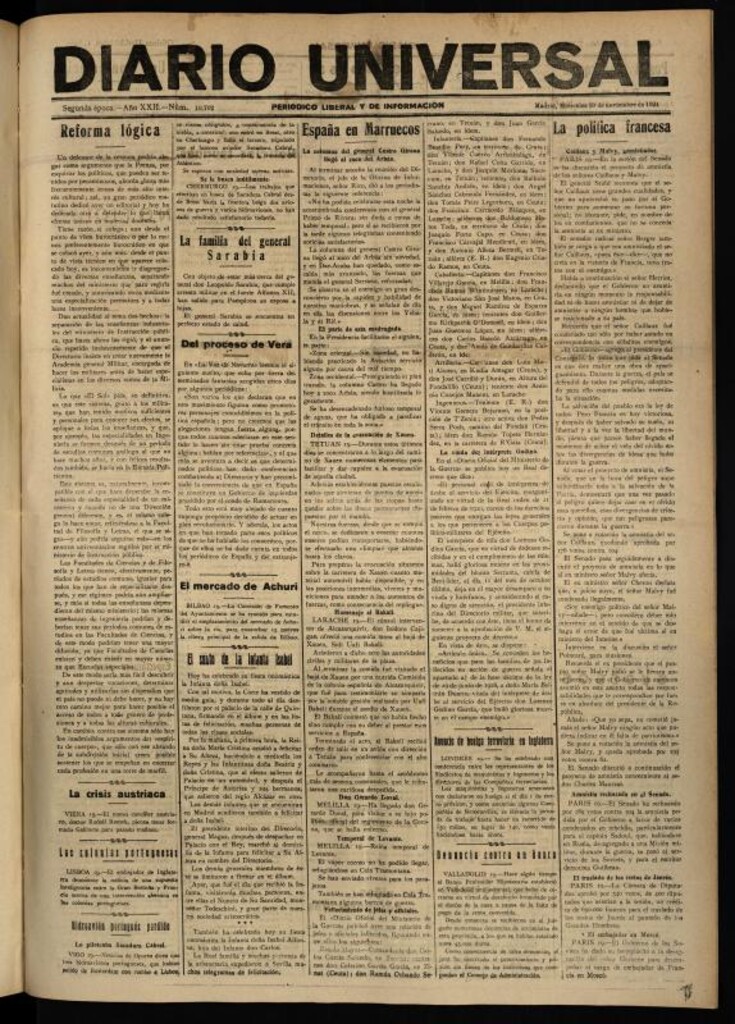 Miniatura de Diario Universal del 19 de noviembre de 1924