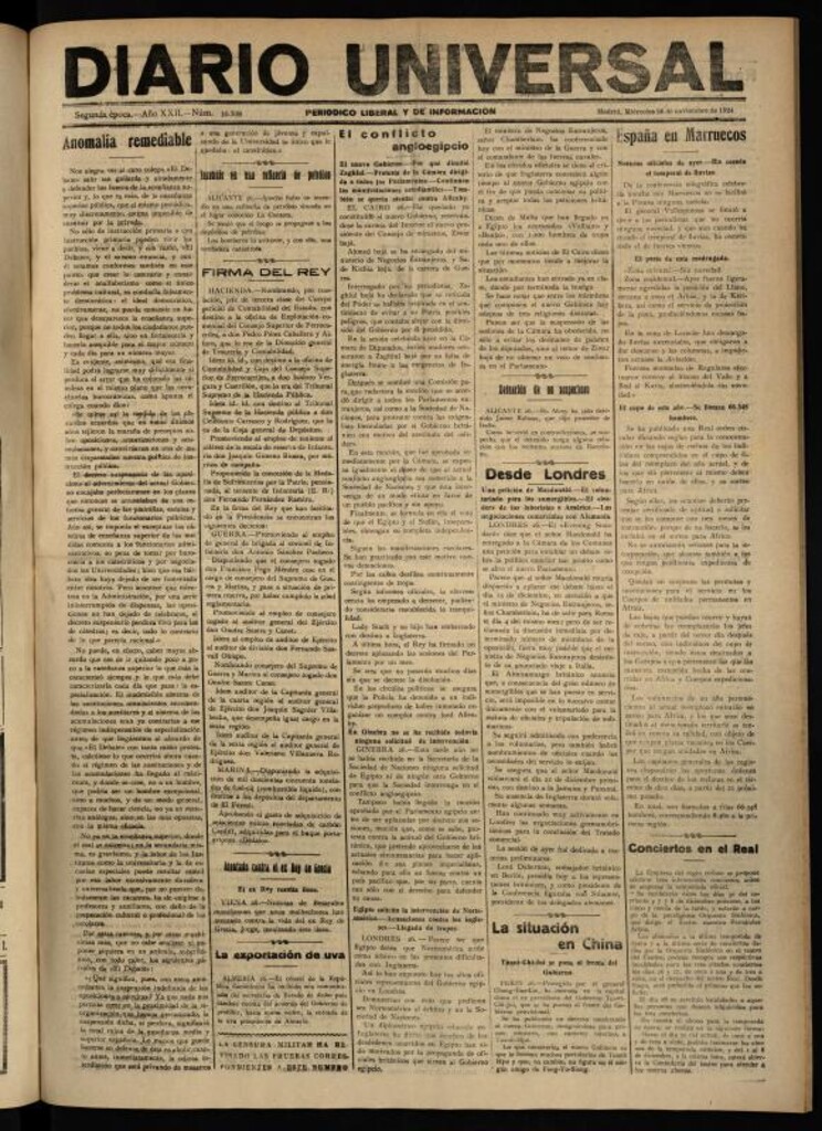 Miniatura de Diario Universal del 26 de noviembre de 1924