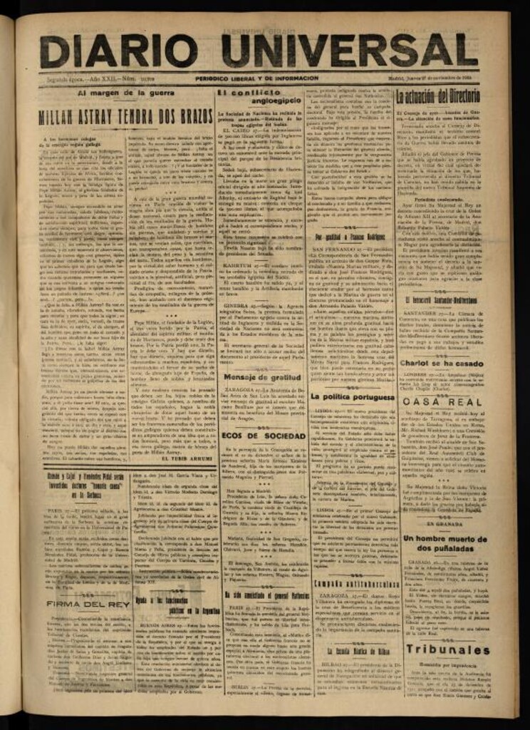 Miniatura de Diario Universal del 27 de noviembre de 1924