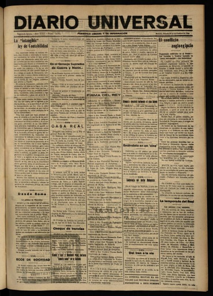 Miniatura de Diario Universal del 29 de noviembre de 1924