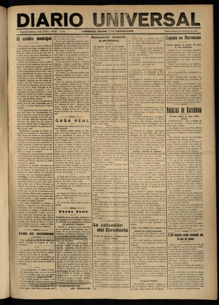 Miniatura de Diario Universal del 2 de diciembre de 1924