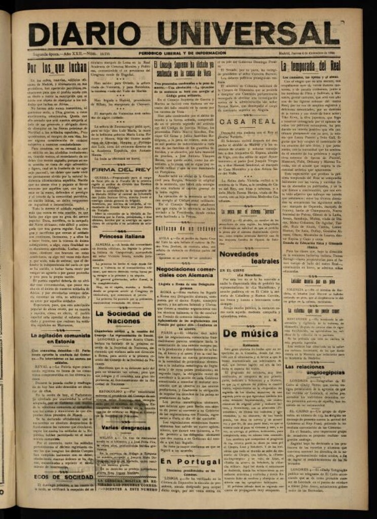 Miniatura de Diario Universal del 4 de diciembre de 1924