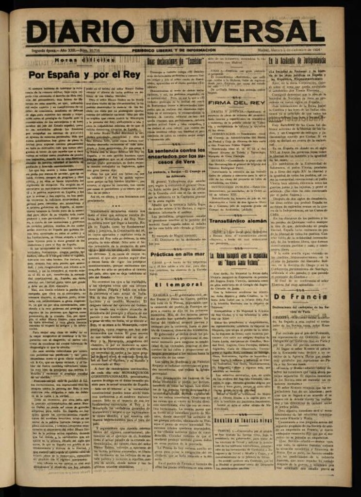 Miniatura de Diario Universal del 5 de diciembre de 1924