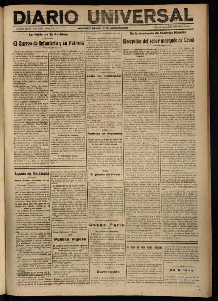 Miniatura de Diario Universal del 8 de diciembre de 1924
