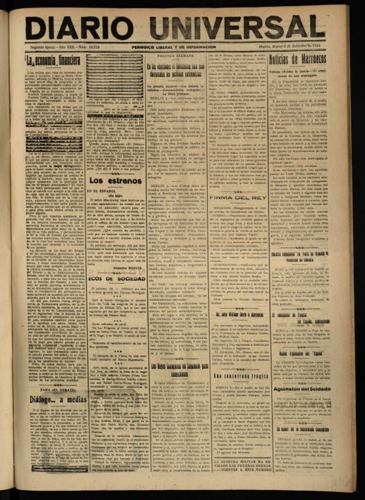 Miniatura de Diario Universal del 9 de diciembre de 1924