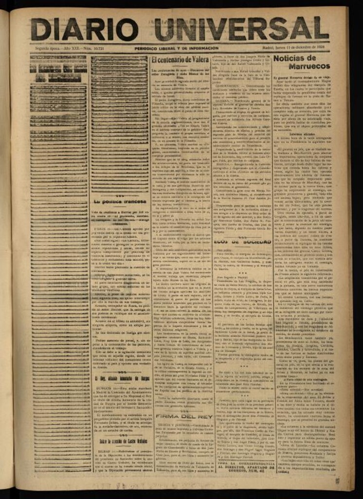 Miniatura de Diario Universal del 11 de diciembre de 1924