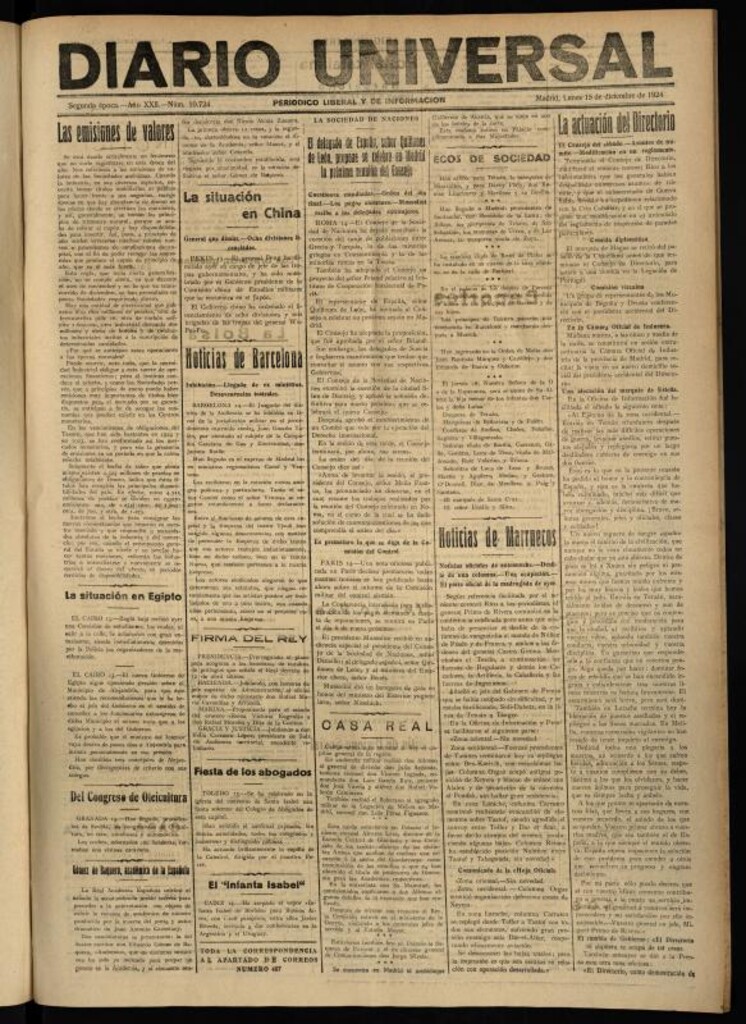 Miniatura de Diario Universal del 15 de diciembre de 1924