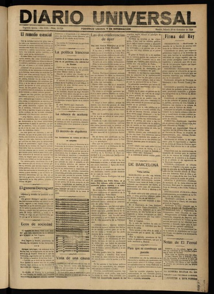 Miniatura de Diario Universal del 20 de diciembre de 1924