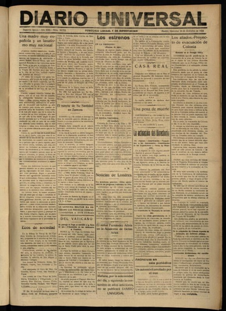 Miniatura de Diario Universal del 24 de diciembre de 1924