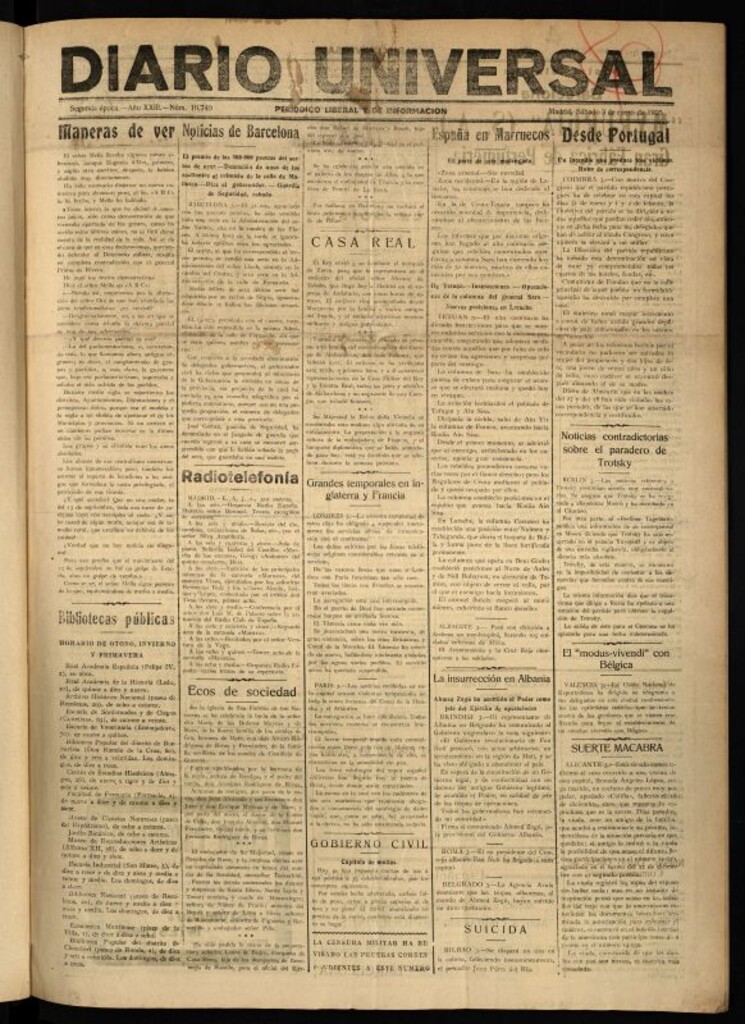 Miniatura de Diario Universal del 3 de enero de 1925