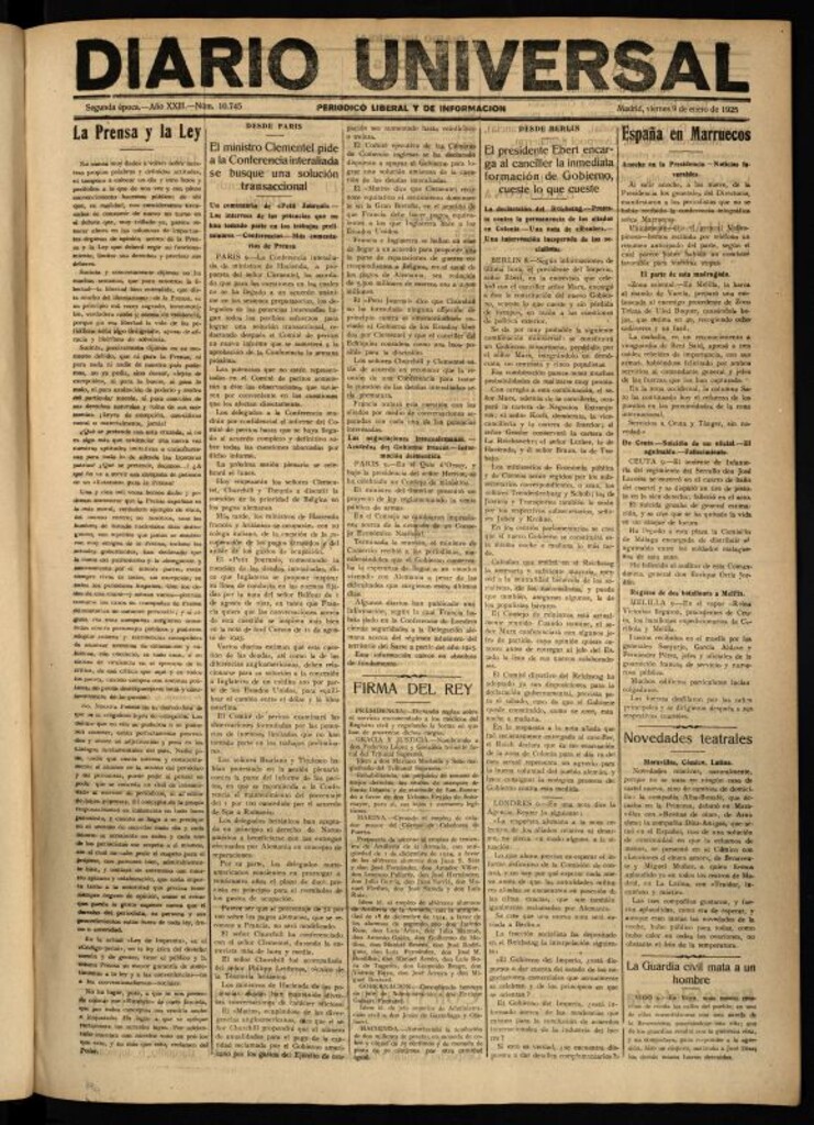 Miniatura de Diario Universal del 9 de enero de 1925
