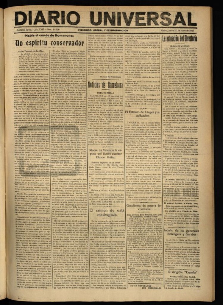 Miniatura de Diario Universal del 22 de enero de 1925