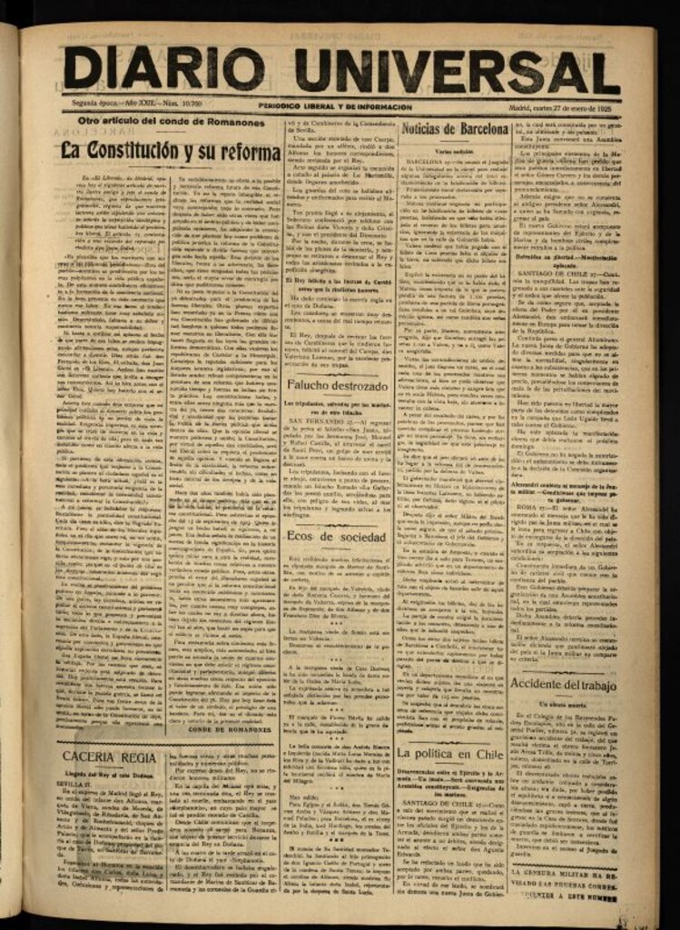 Miniatura de Diario Universal del 27 de enero de 1925