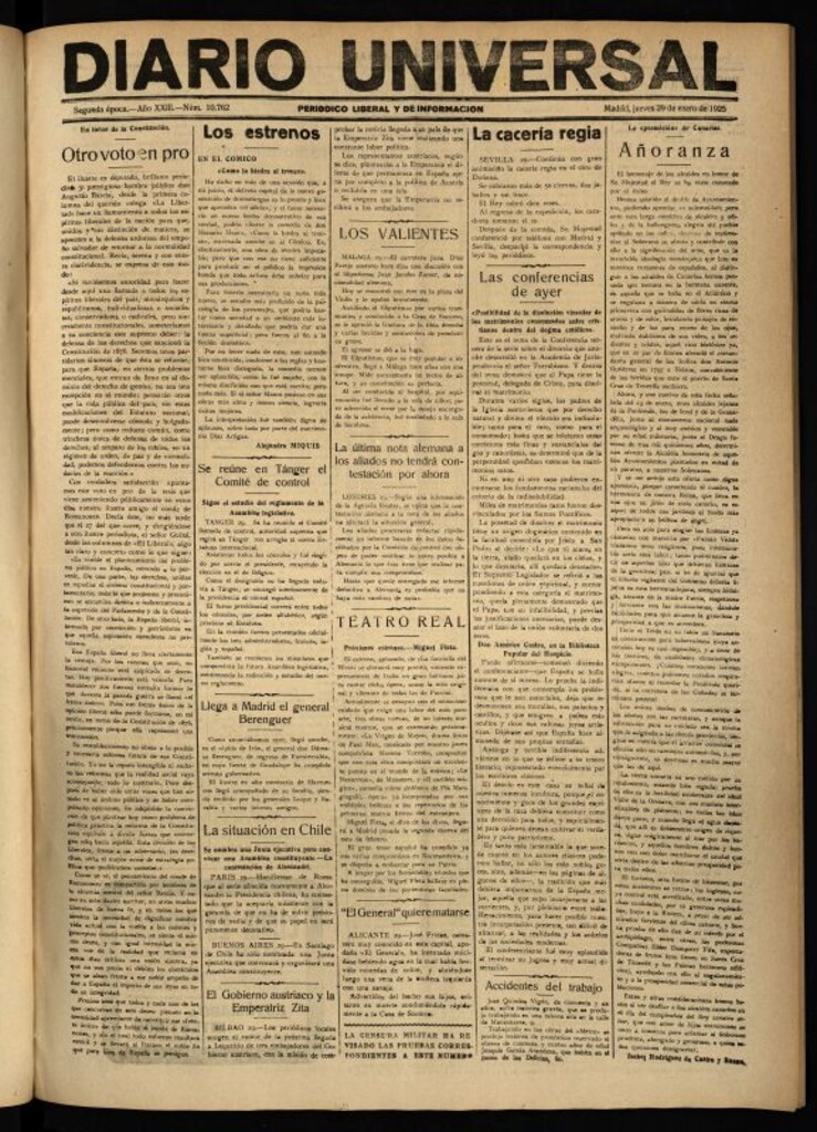Miniatura de Diario Universal del 29 de enero de 1925