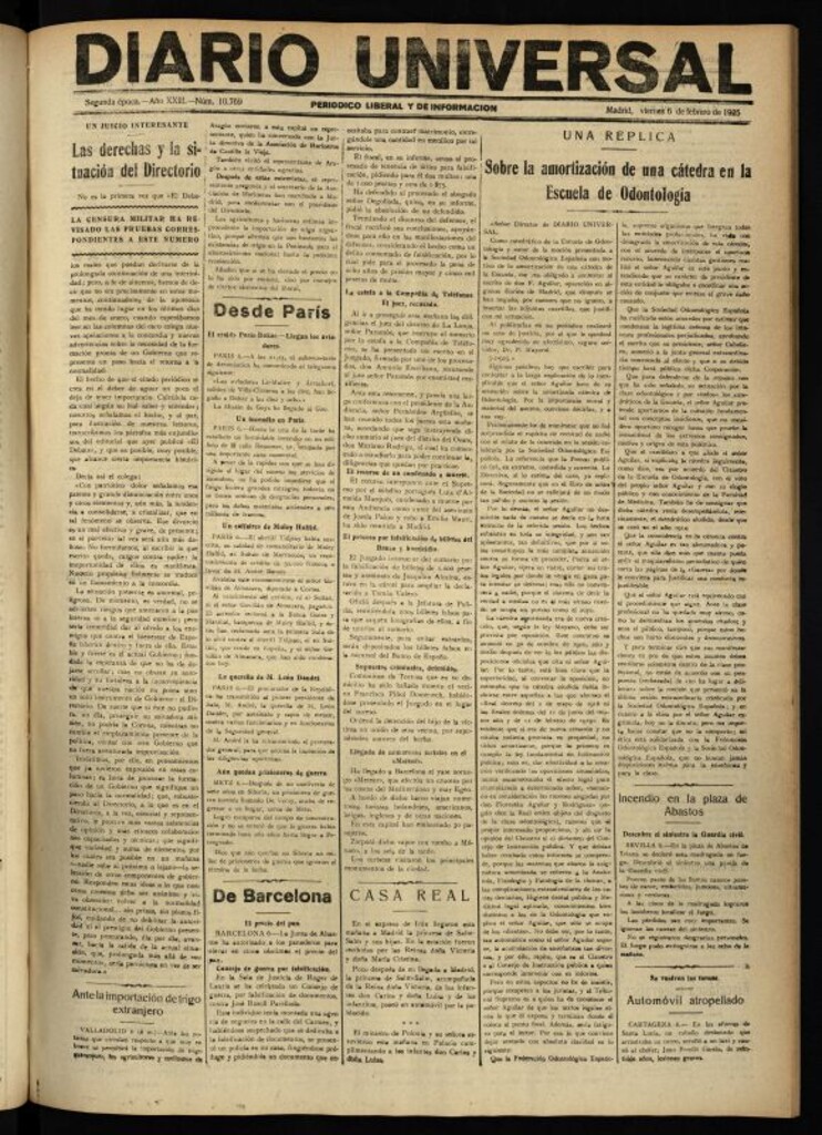 Miniatura de Diario Universal del 6 de febrero de 1925