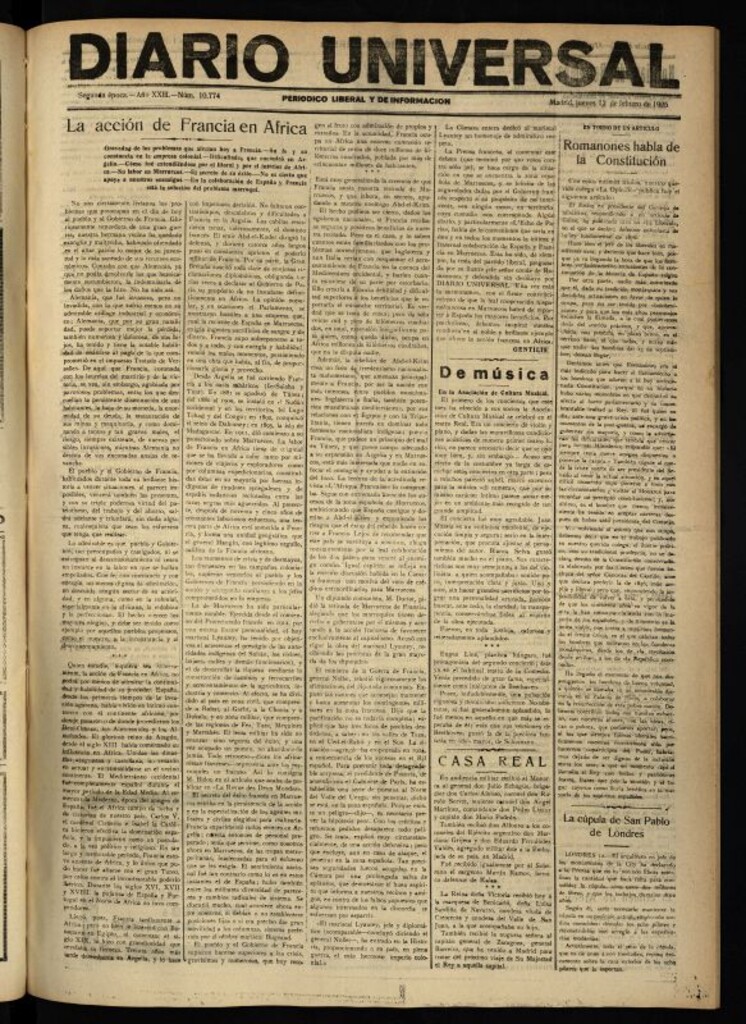 Miniatura de Diario Universal del 12 de febrero de 1925