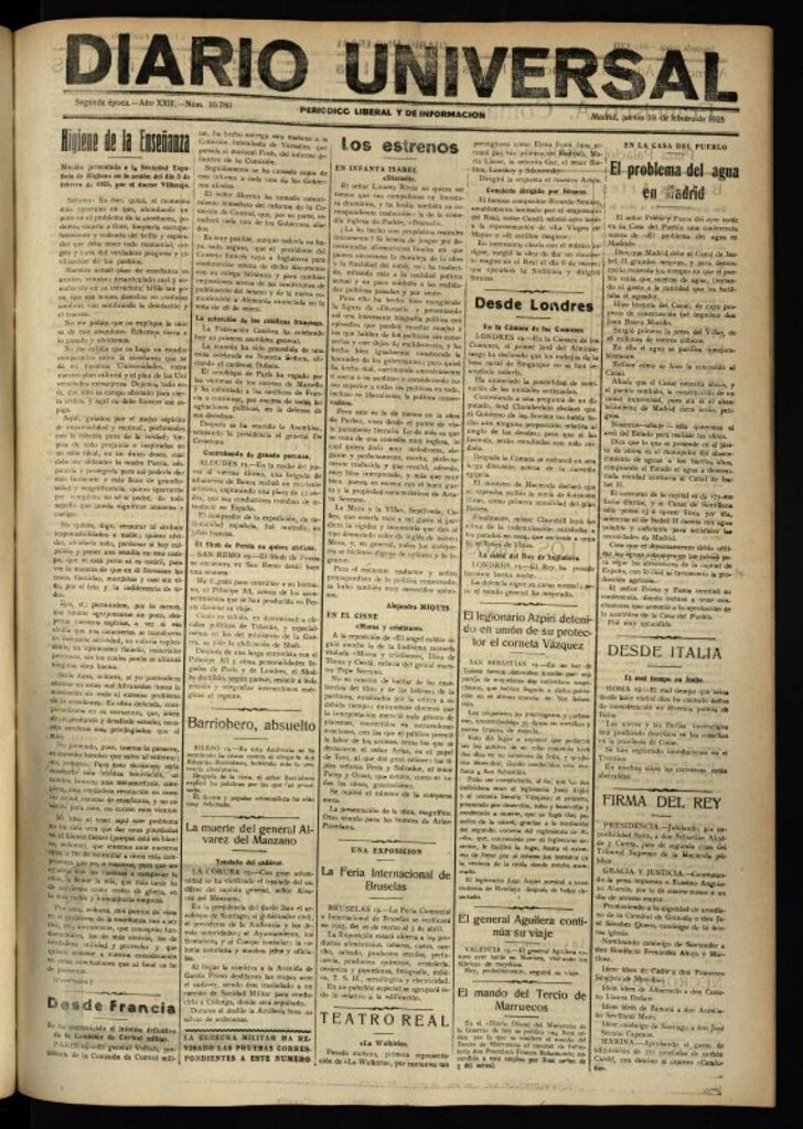 Miniatura de Diario Universal del 19 de febrero de 1925