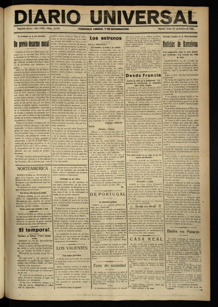 Miniatura de Diario Universal del 23 de febrero de 1925