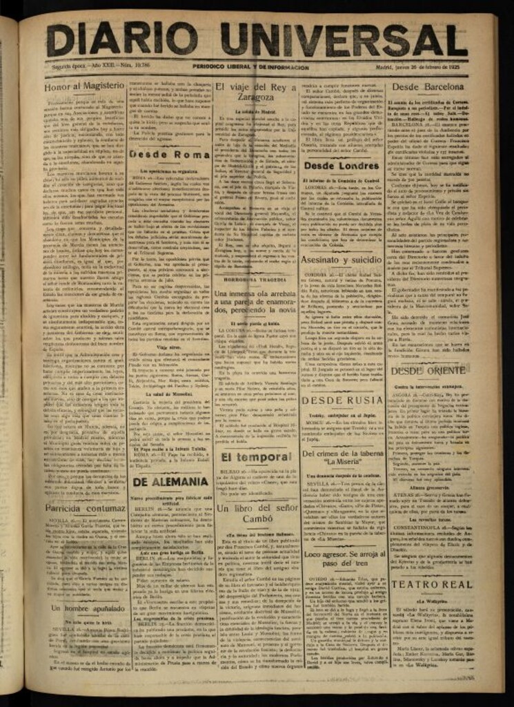 Miniatura de Diario Universal del 26 de febrero de 1925