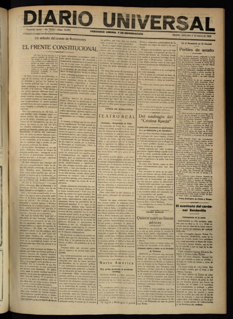 Miniatura de Diario Universal del 4 de marzo de 1925