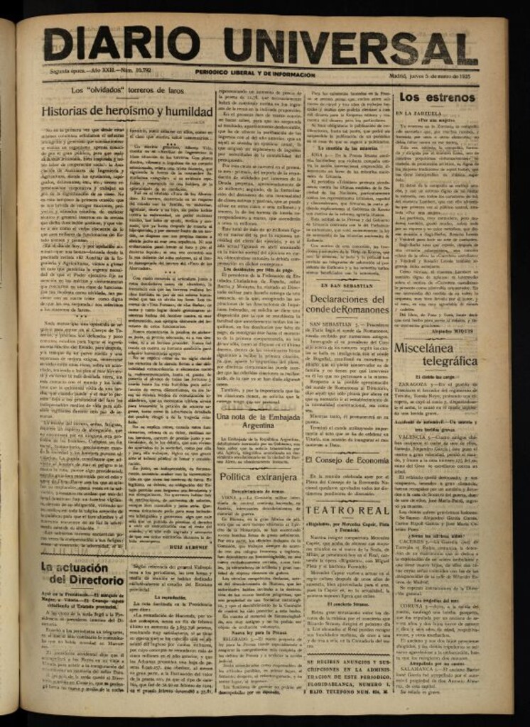 Miniatura de Diario Universal del 5 de marzo de 1925