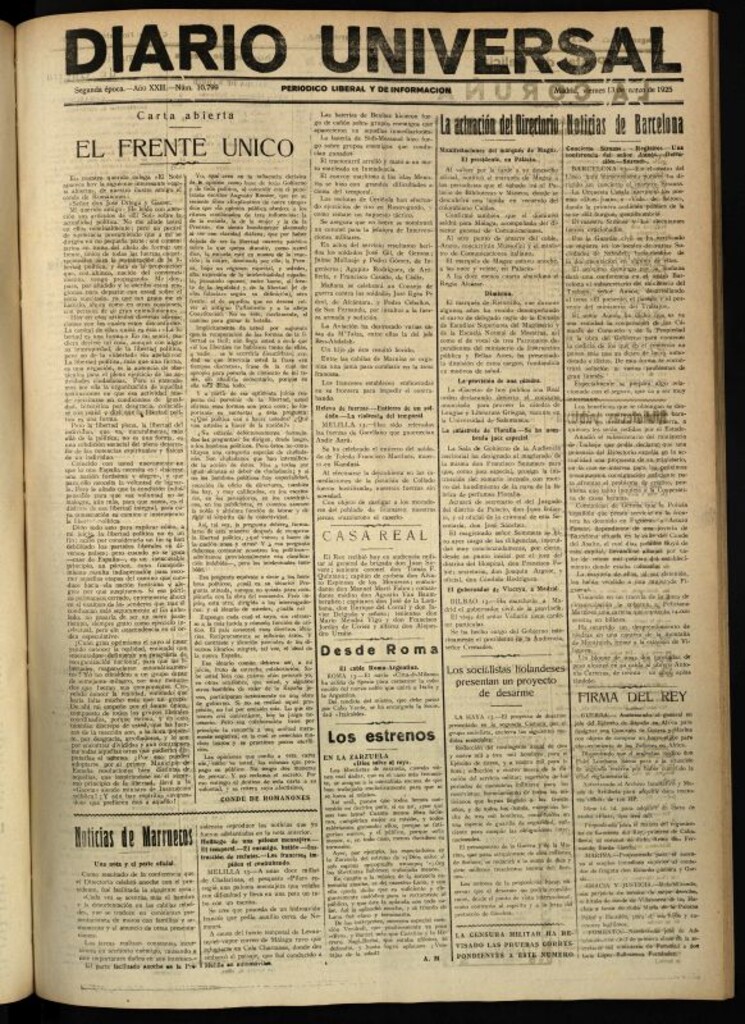 Miniatura de Diario Universal del 13 de marzo de 1925