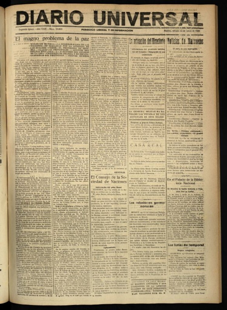 Miniatura de Diario Universal del 14 de marzo de 1925