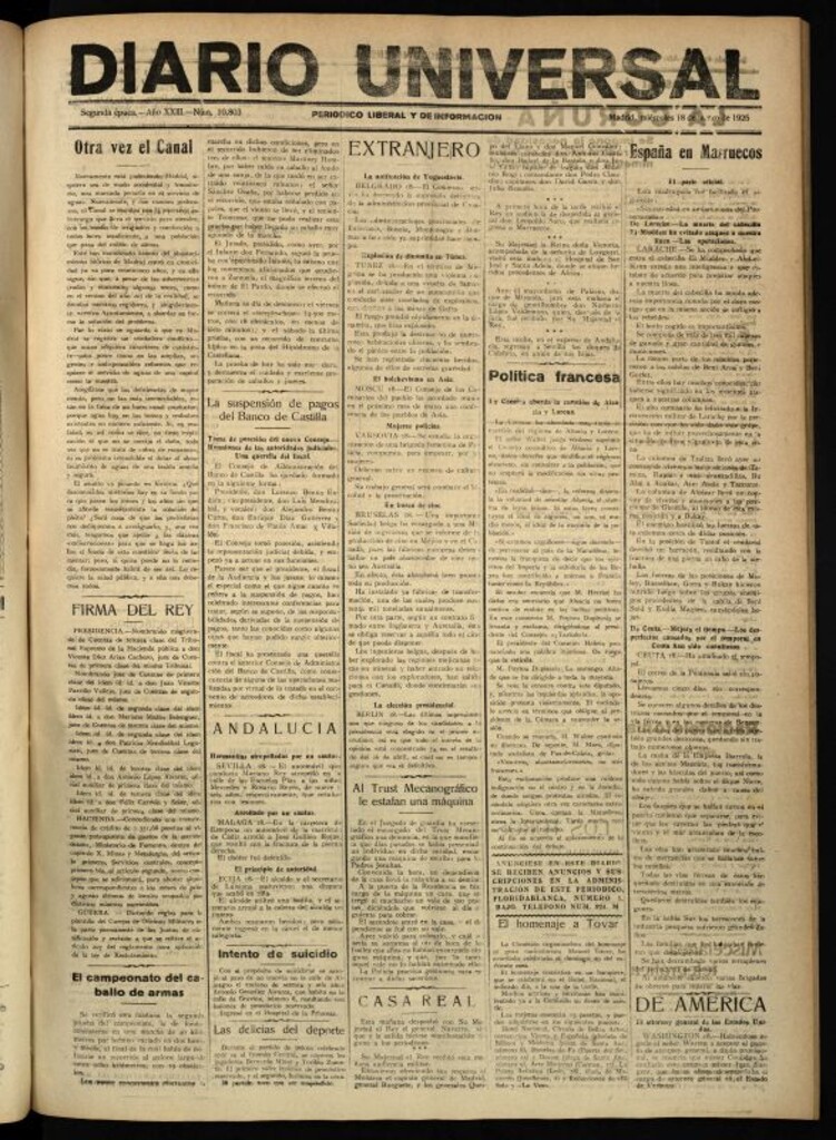 Miniatura de Diario Universal del 18 de marzo de 1925
