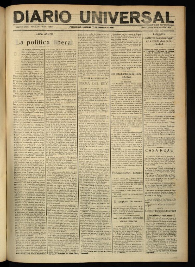Miniatura de Diario Universal del 26 de marzo de 1925
