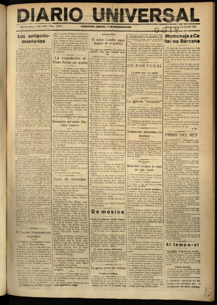 Miniatura de Diario Universal del 2 de abril de 1925