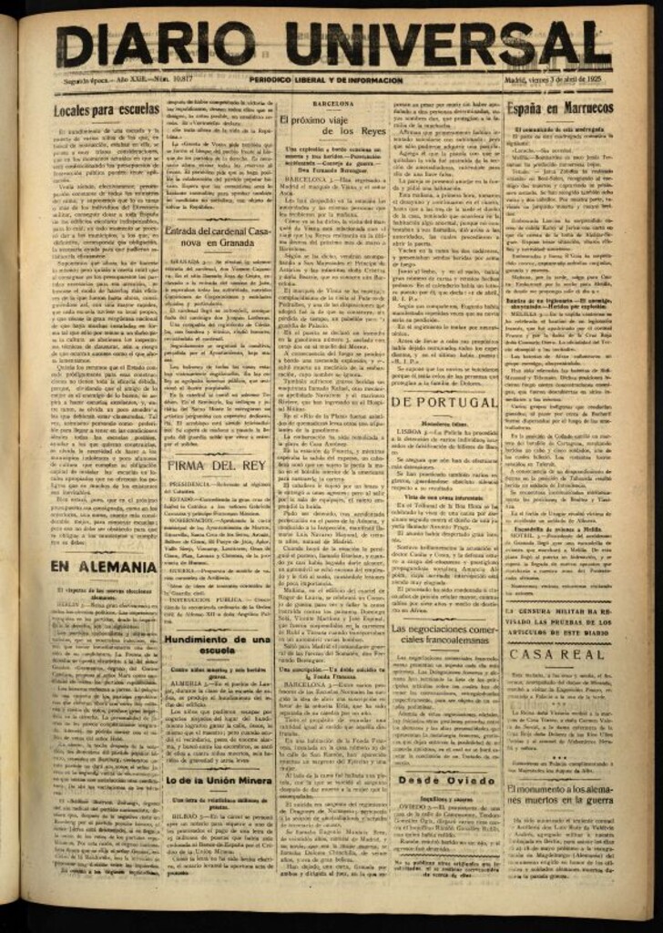 Miniatura de Diario Universal del 3 de abril de 1925