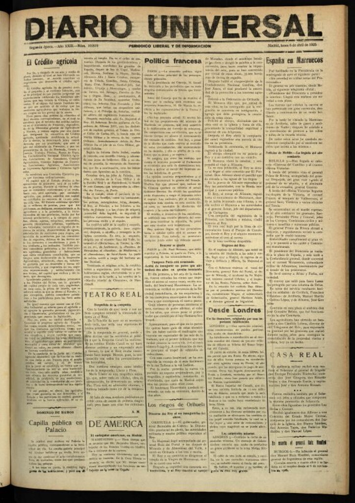 Miniatura de Diario Universal del 6 de abril de 1925