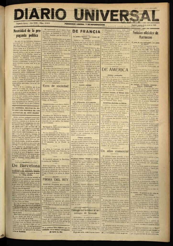 Miniatura de Diario Universal del 7 de abril de 1925