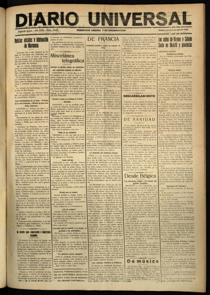 Miniatura de Diario Universal del 9 de abril de 1925