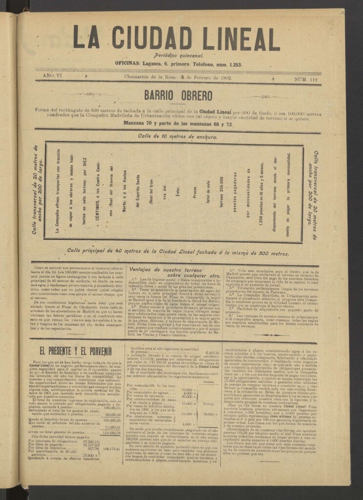 Miniatura de La Ciudad Lineal : órgano oficial de la Compañía Madrileña de Urbanización del 5 de febrero de 1902