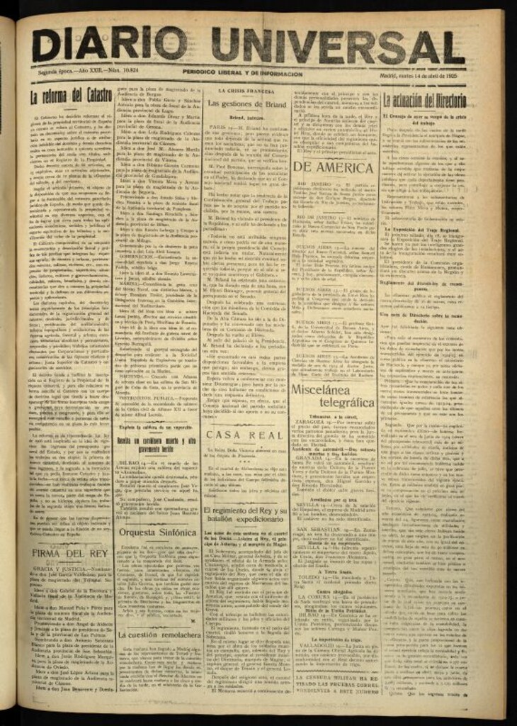 Miniatura de Diario Universal del 14 de abril de 1925