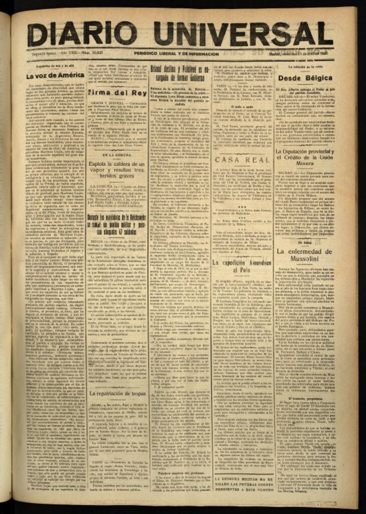 Miniatura de Diario Universal del 15 de abril de 1925