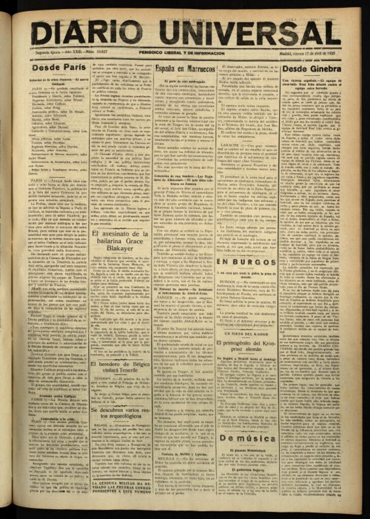 Miniatura de Diario Universal del 17 de abril de 1925