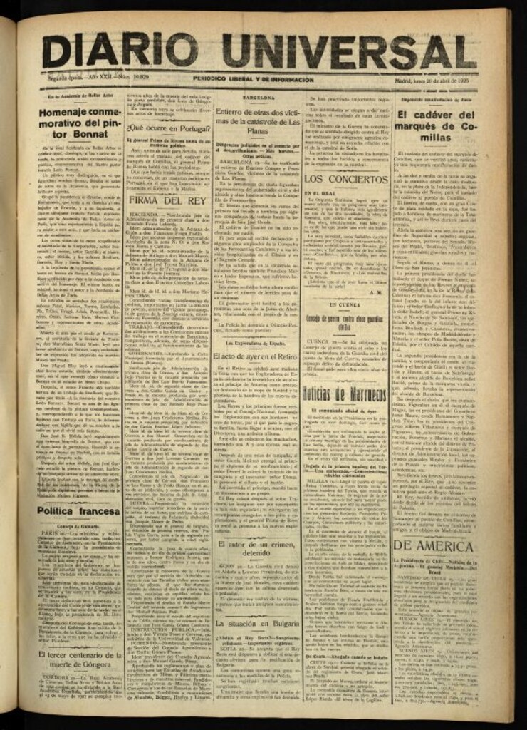 Miniatura de Diario Universal del 20 de abril de 1925