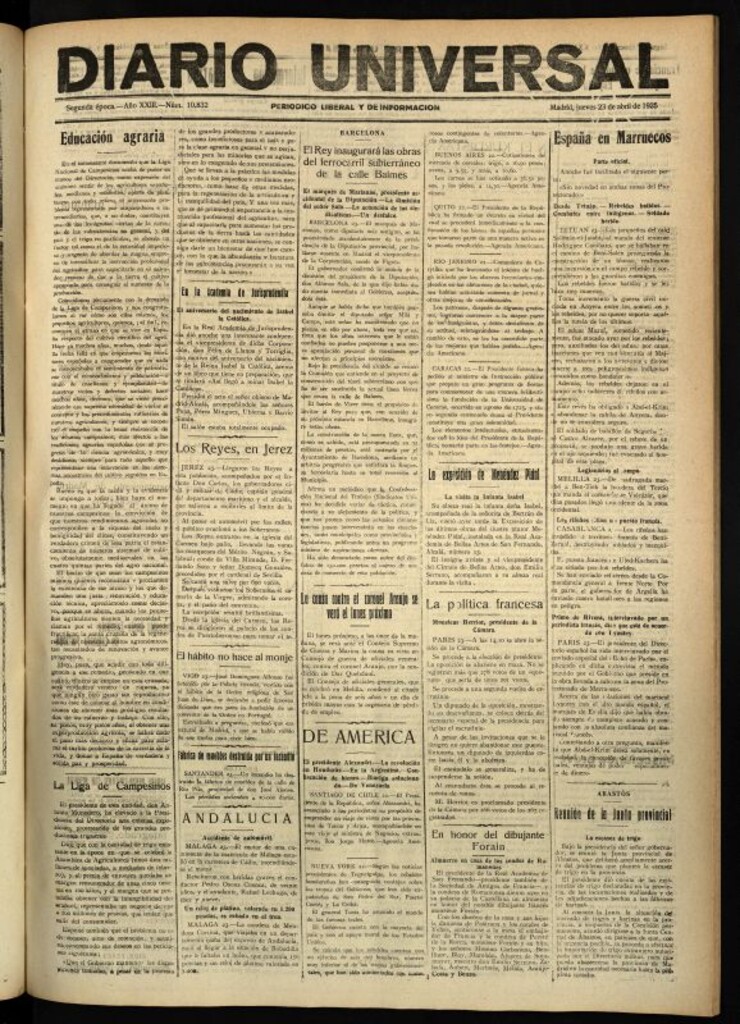 Miniatura de Diario Universal del 23 de abril de 1925
