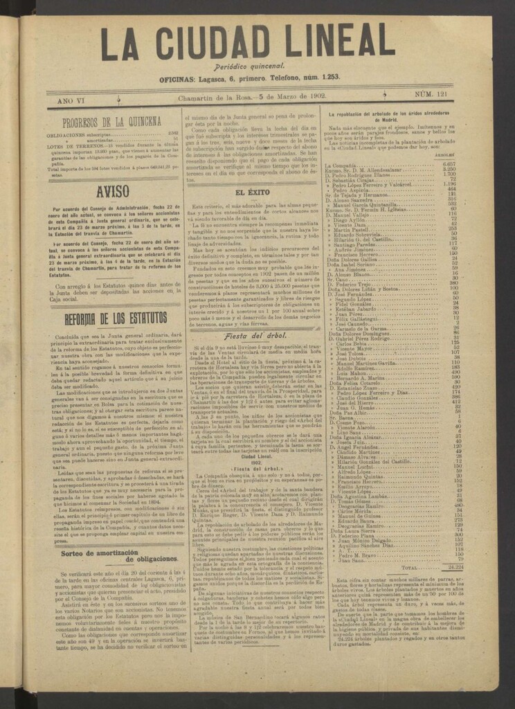 Miniatura de La Ciudad Lineal : órgano oficial de la Compañía Madrileña de Urbanización del 5 de marzo de1902