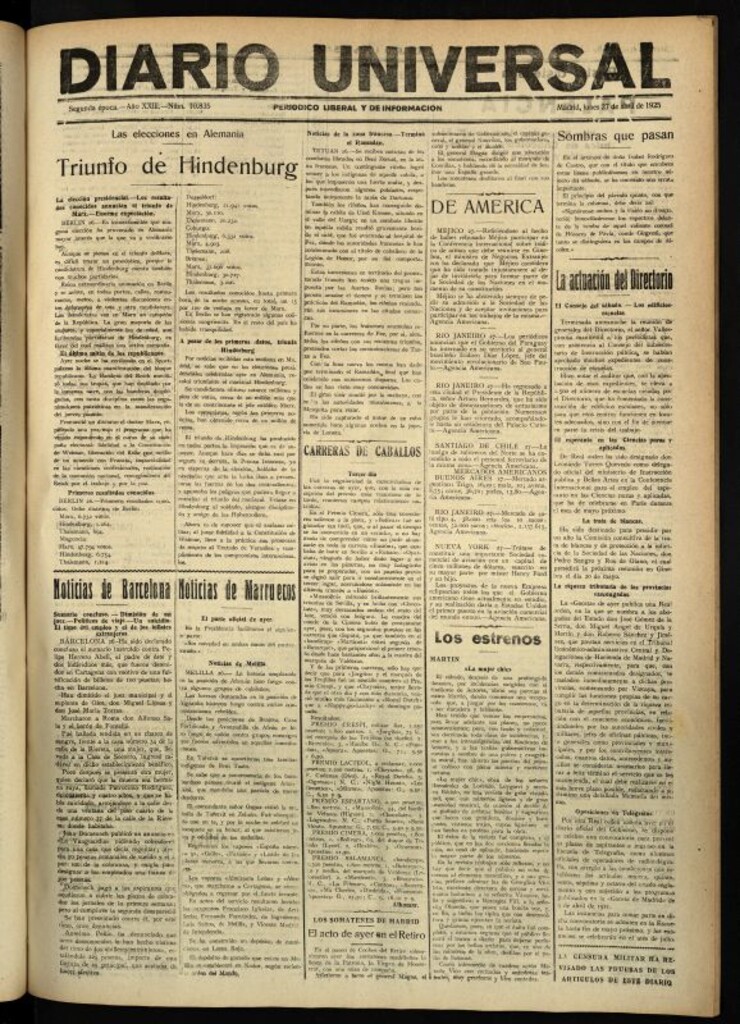 Miniatura de Diario Universal del 27 de abril de 1925