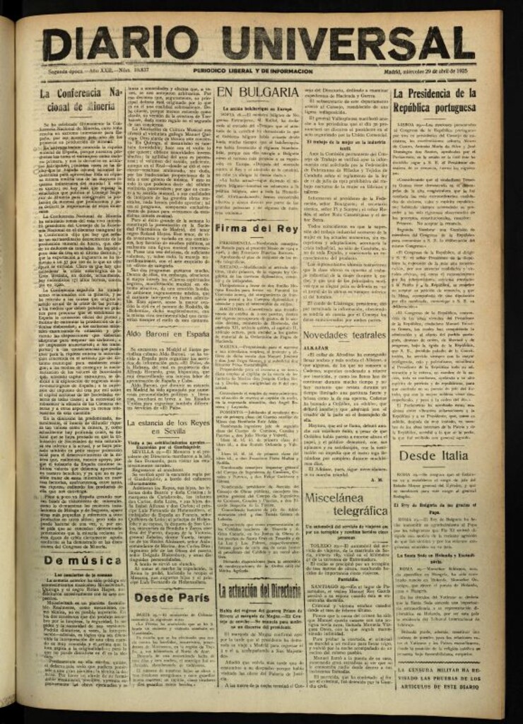 Miniatura de Diario Universal del 29 de abril de 1925