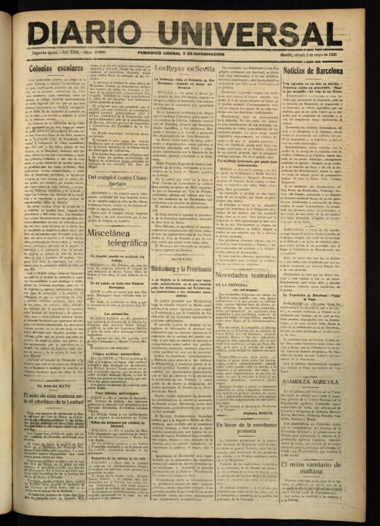 Miniatura de Diario Universal del 2 de mayo de 1925