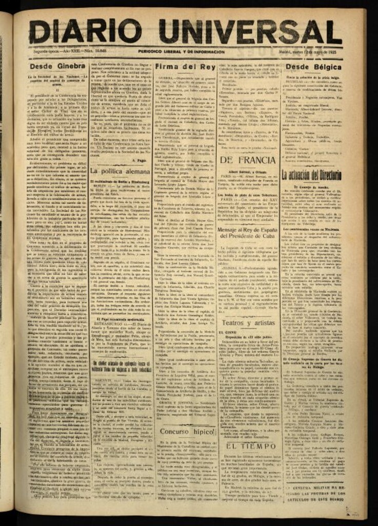 Miniatura de Diario Universal del 12 de mayo de 1925