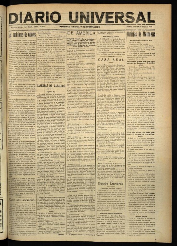 Miniatura de Diario Universal del 18 de mayo de 1925